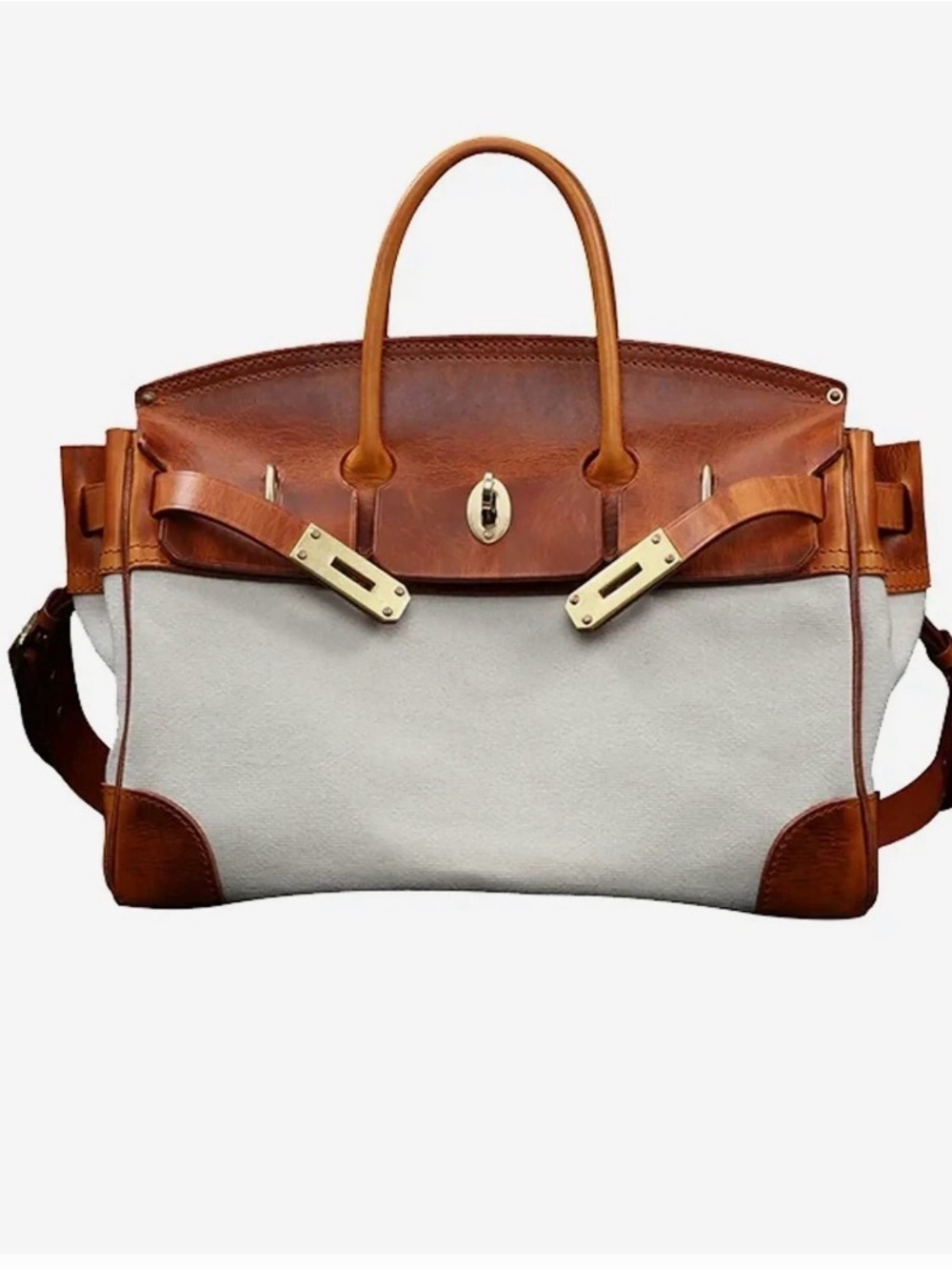 NEW Canvas Two-Tone Leather Bag - Picture 12 of 12